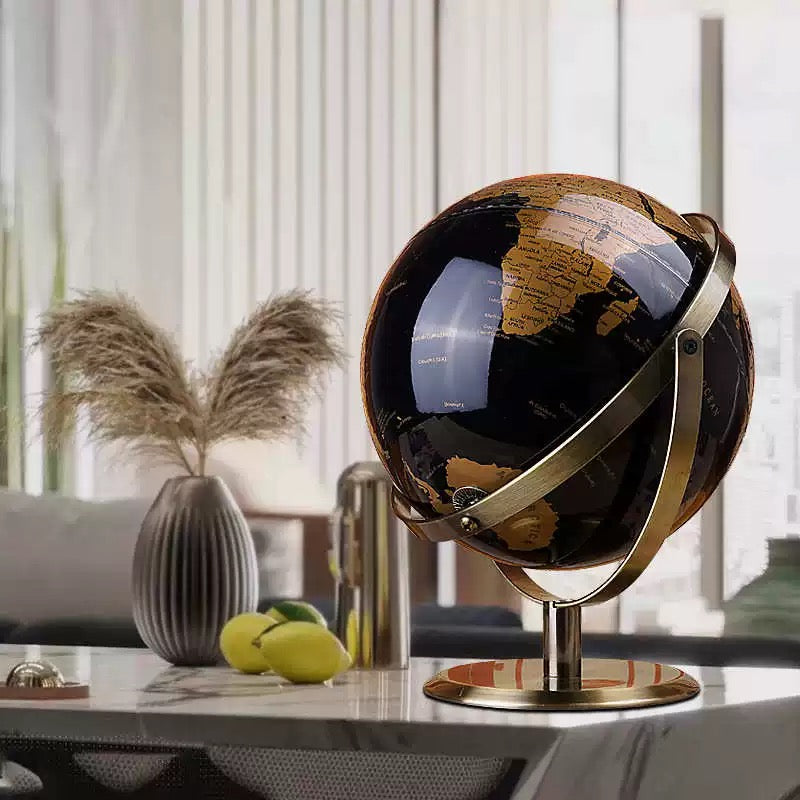 Luxury Black & Gold World Globe