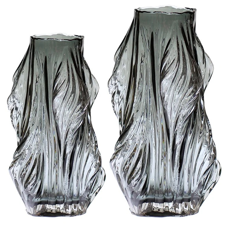 Stunning Glass Vase with Organic Texture Design - Set Of 2 Sizes