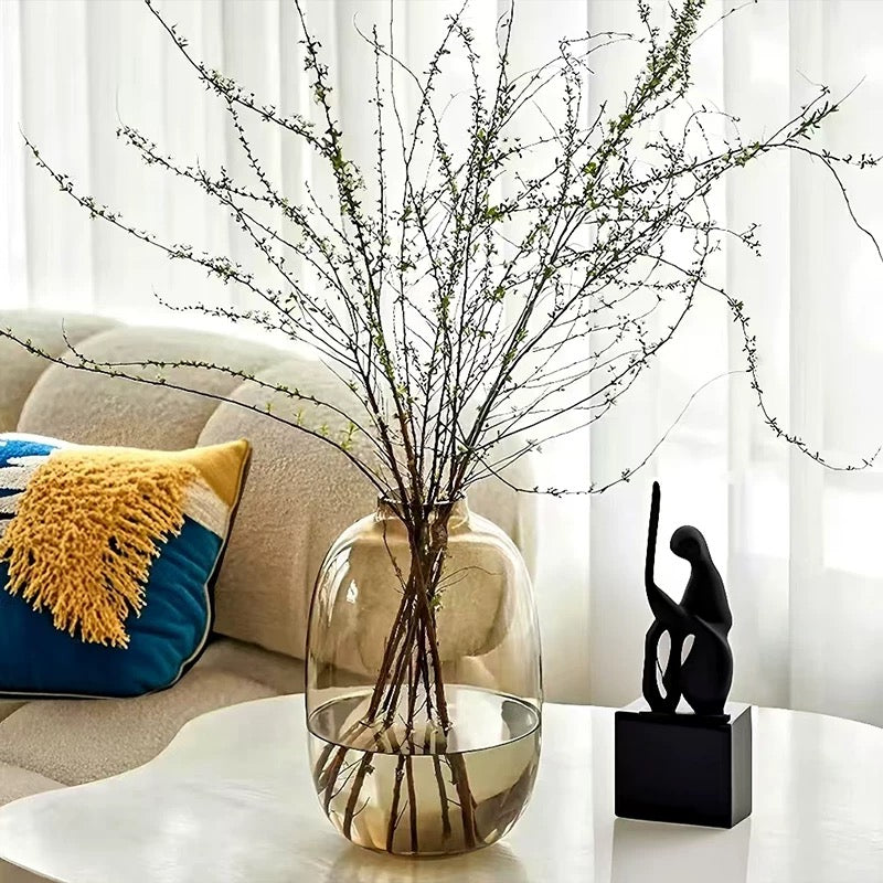 Set Of 2 Light Yellow Glass Vases