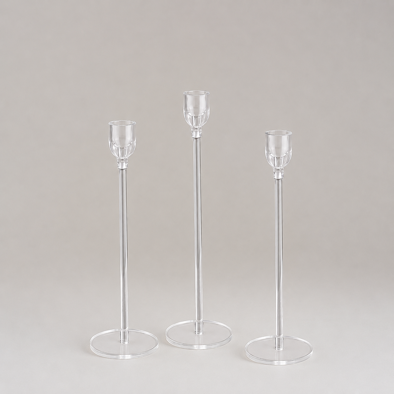 Clear Acrylic Candle Holders Set OF 3