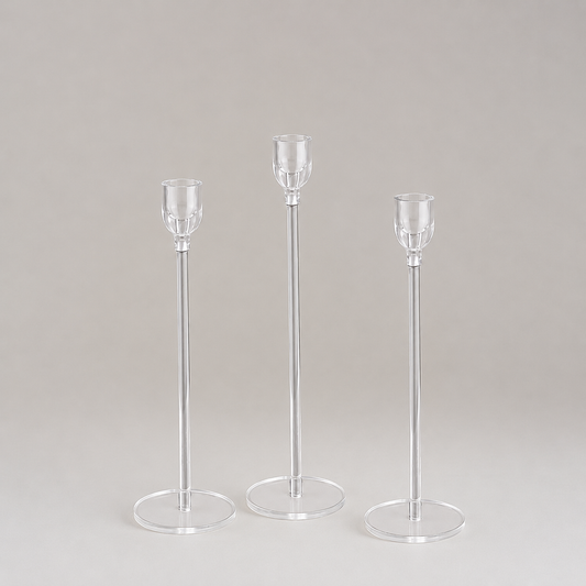 Clear Acrylic Candle Holders Set OF 3