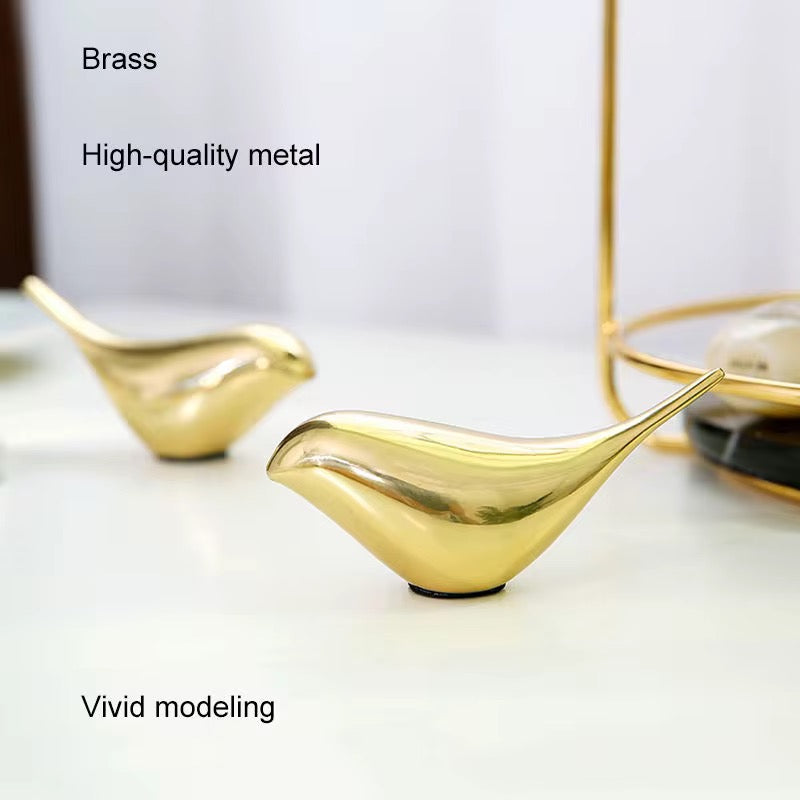 Set Of 2 Brass Bird Decor With Magnetic Base