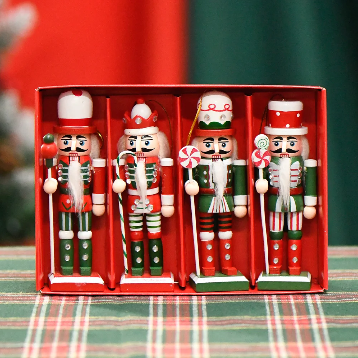 Candy-Themed Wooden Nutcracker Set of 4