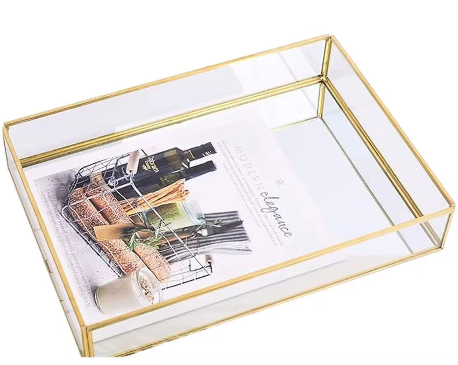 Set Of 2 Sizes Rectangle Mirror Tray