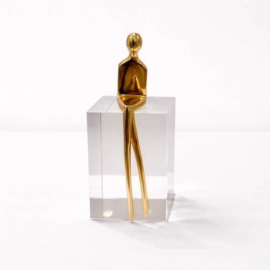 Gold Sculptures on Crystal Base - Set