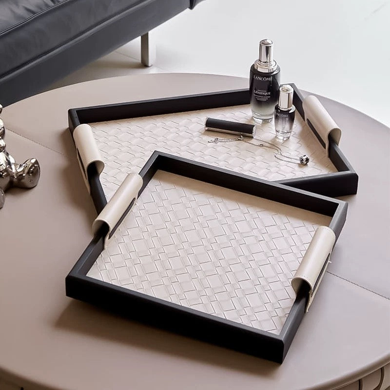 Set of 2 Leather Trays