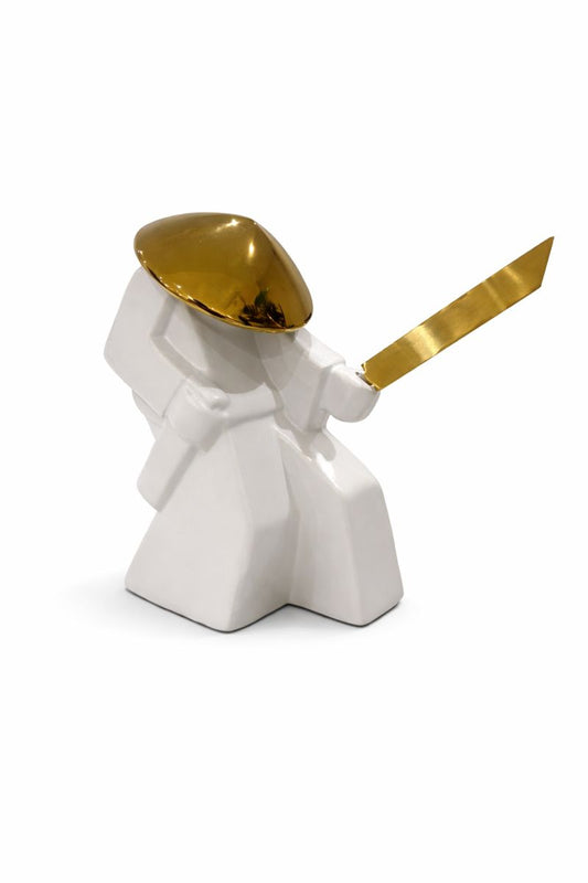 Modern Warrior Sculpture with Gold Accent