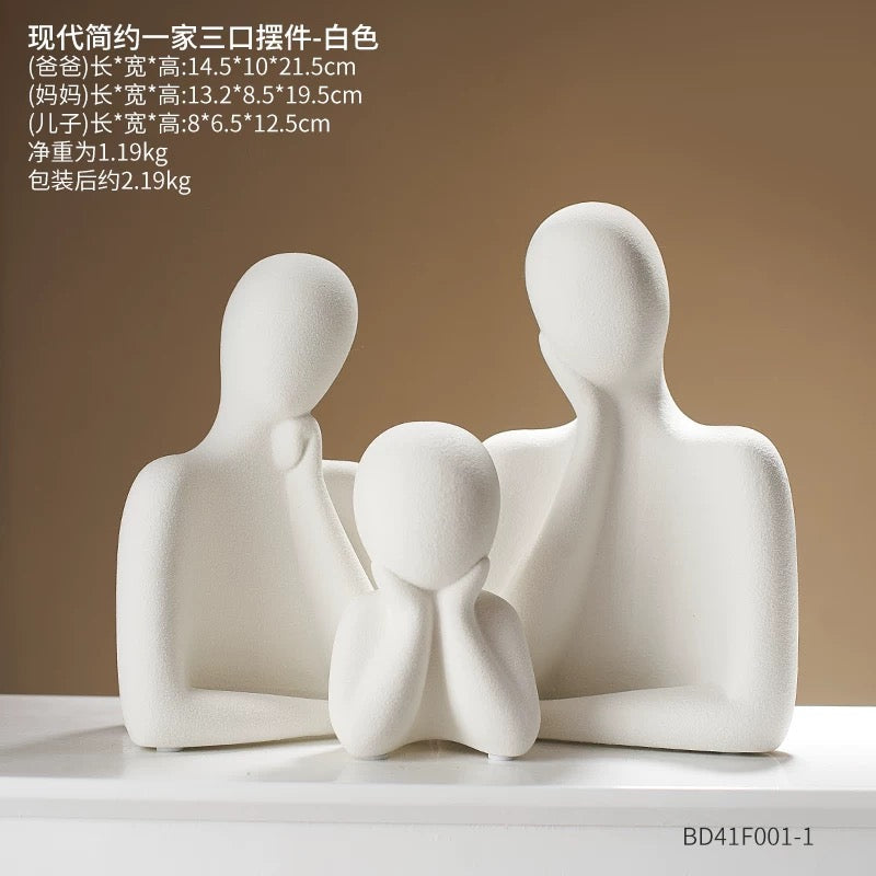 Set Of 3 Family Sculptures