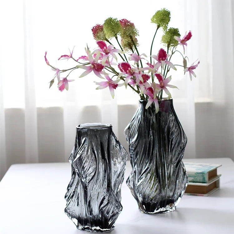 Stunning Glass Vase with Organic Texture Design - Set Of 2 Sizes