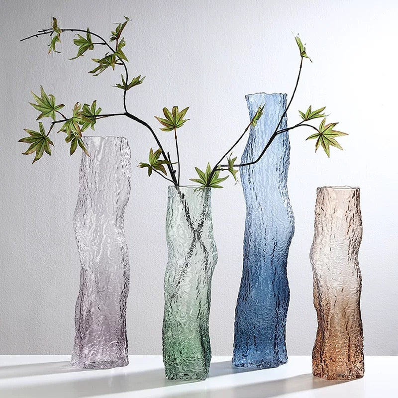 Set Of 3 Colored Glass Vases