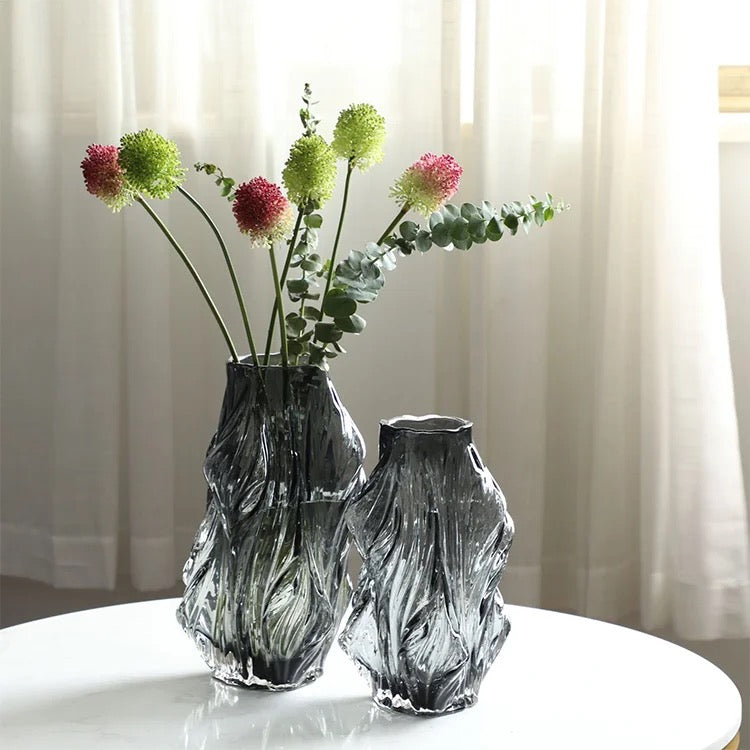 Stunning Glass Vase with Organic Texture Design - Set Of 2 Sizes