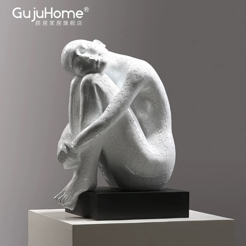 Abstract Elegance Puzzle-Inspired Modern Sculpture