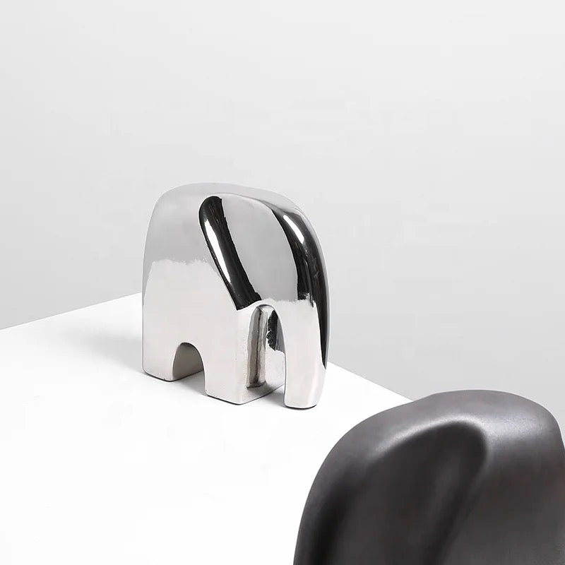 Silver Ceramic Elephant Statute