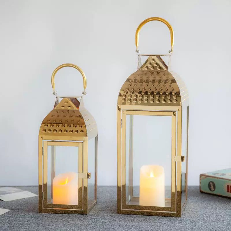 Set of 3 Stainless Gold Lanterns