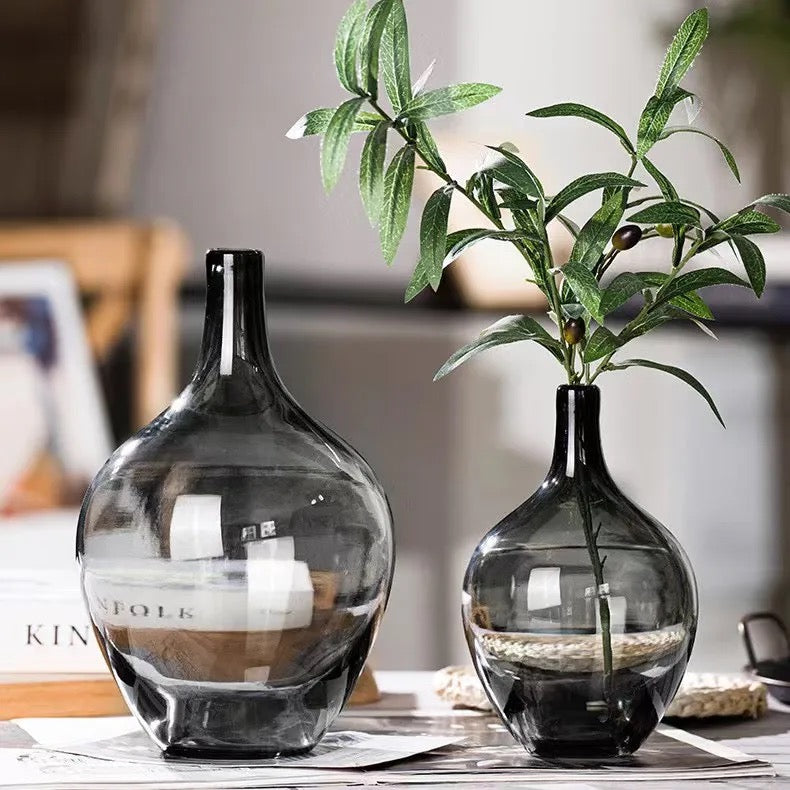Black Glass Vase Set Of 2
