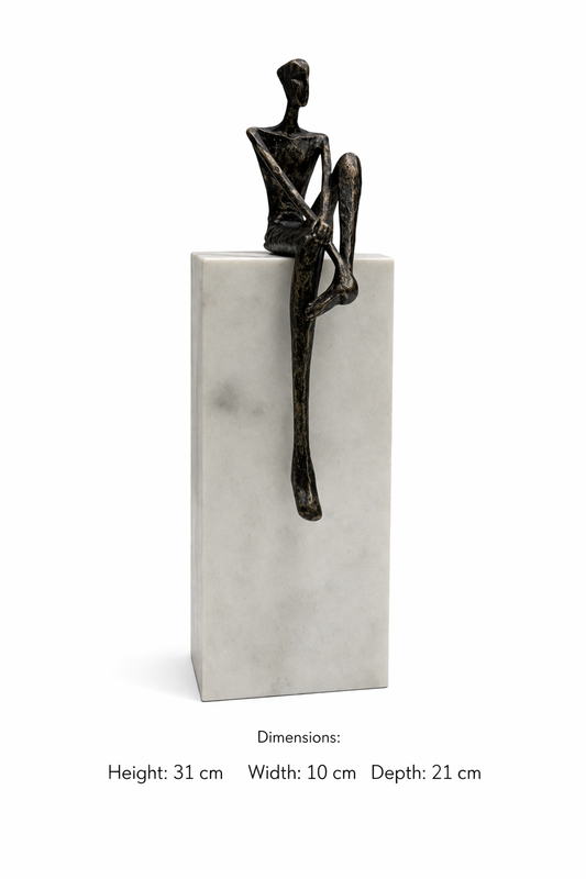 Modern Human Figure Sculpture with Marble Base