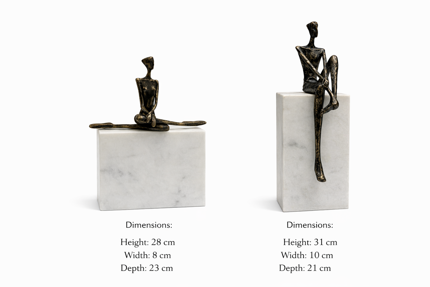 Modern Human Figure Sculpture with Marble Base