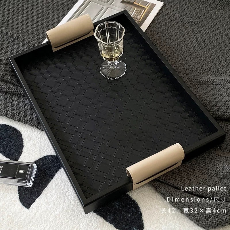 Set of 2 Leather Trays