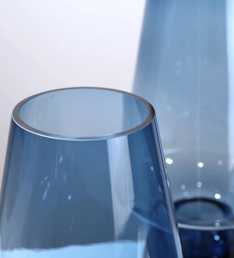 Bring Serenity Home with Timeless Glass Blue Vases Set Of 2 Sizes