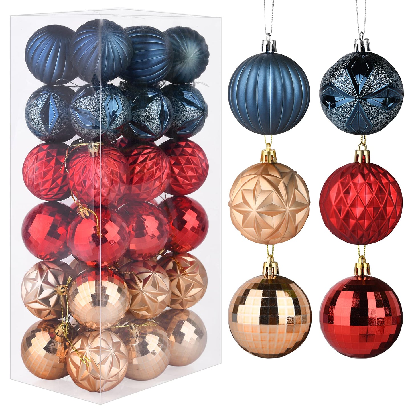 Luxury Multi-Color Christmas Ornaments Set 24 Balls