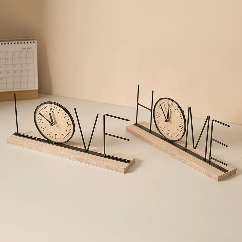 Wooden Desktop Clock - Set Of 2 Shapes