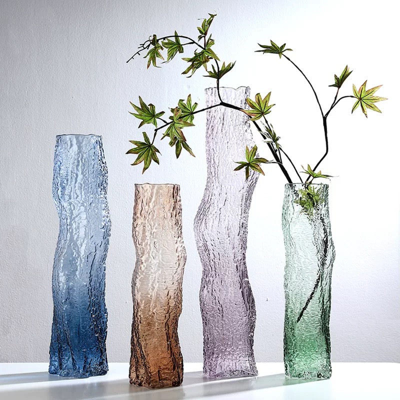 Set Of 3 Colored Glass Vases