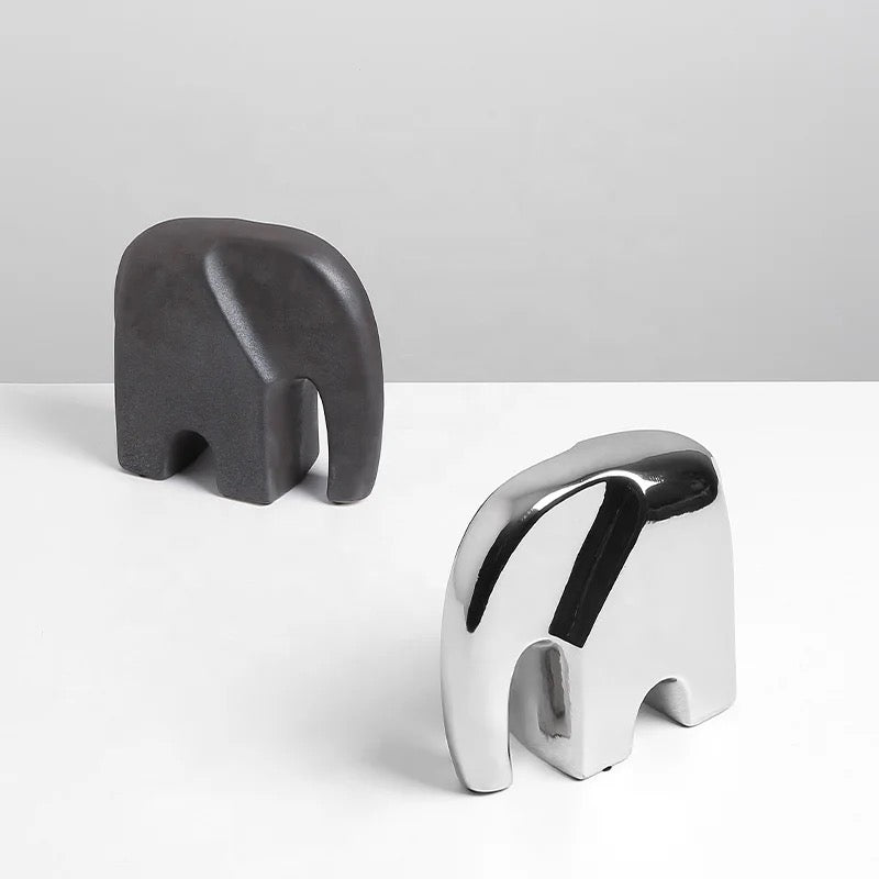 Silver Ceramic Elephant Statute