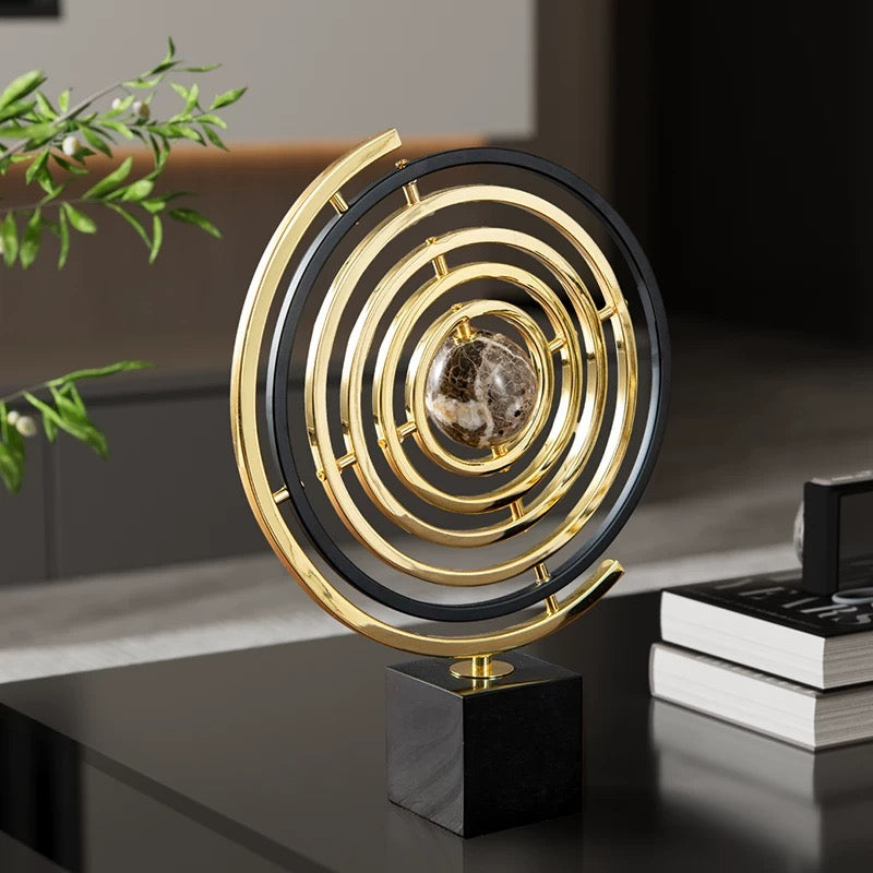 Marble & Stainless Decor With Marble Base