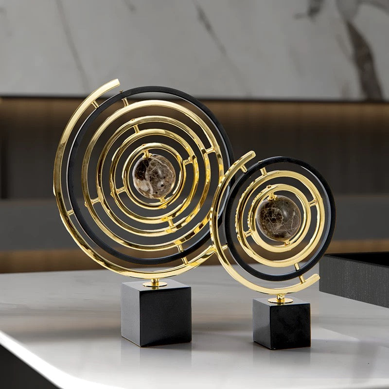 Marble & Stainless Decor With Marble Base