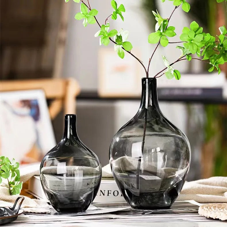 Black Glass Vase Set Of 2