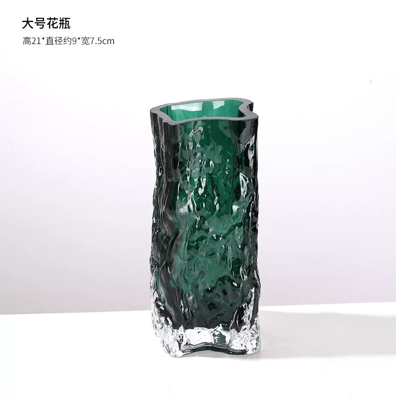 Set of 2 Glass Vases Green/Brown