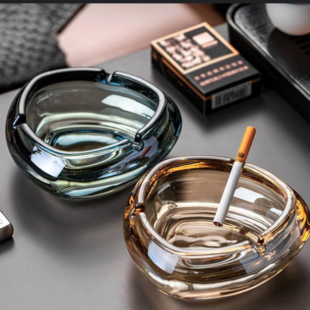 Modern Glass Ashtrays - Pack Of 2 Same Color