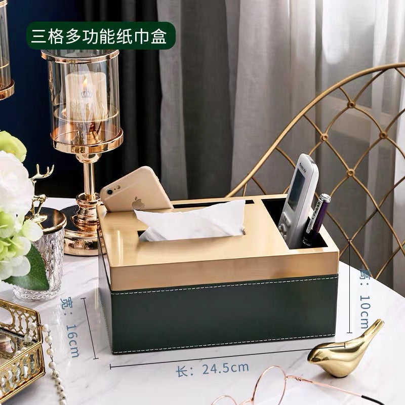 Stainless Tissue Box With Leather