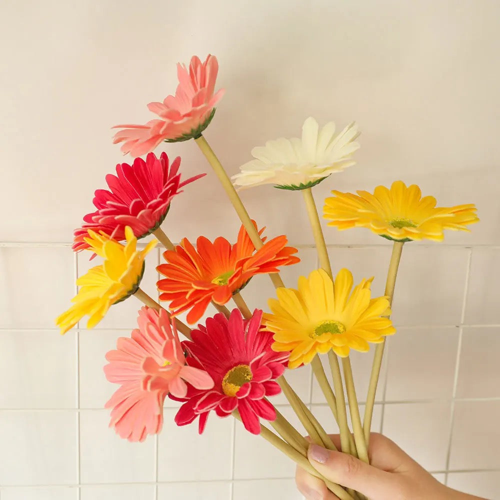 Vibrant Set Of 6 Velvet Flowers Same Color