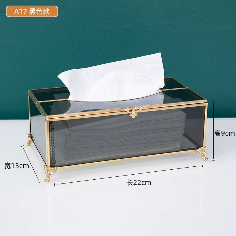Black Glass Tissue Box
