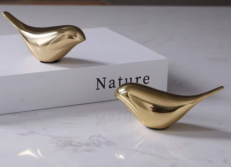 Set Of 2 Brass Bird Decor With Magnetic Base