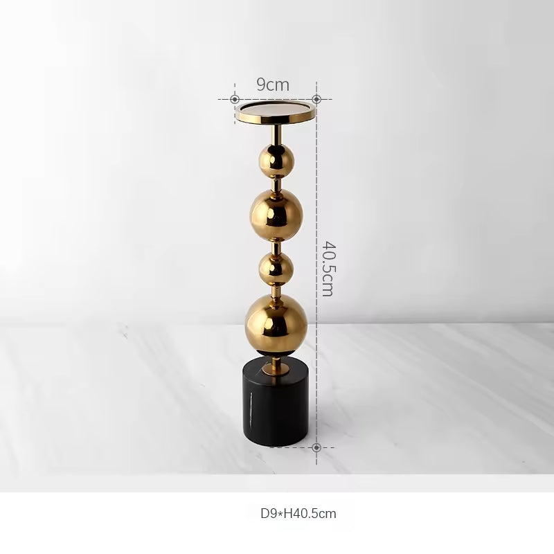 Set Of 2 Candle Holder Stainless Steel With Marble Base