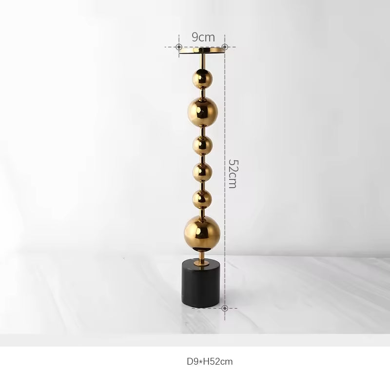 Set Of 2 Candle Holder Stainless Steel With Marble Base