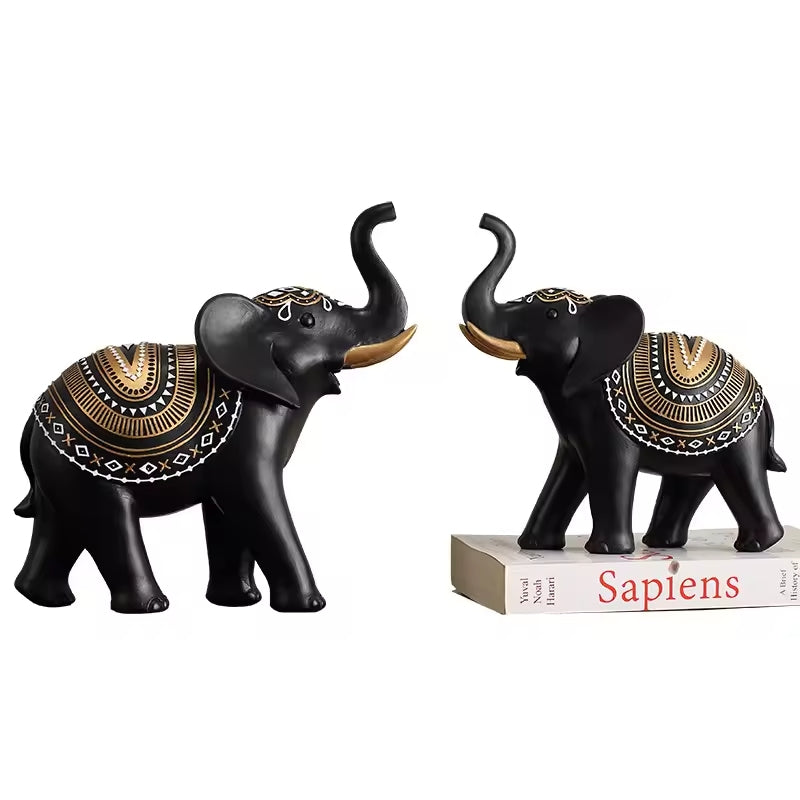 Set Of 2 Elephants Resin Artwork