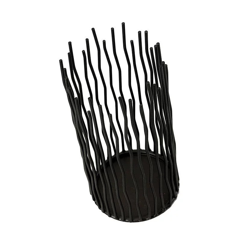 Set Of 3 Metal Candle Holders - Black