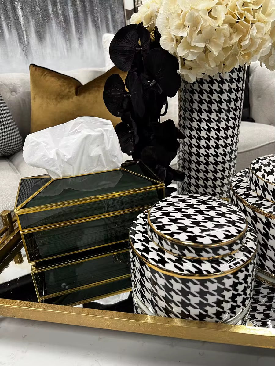 Black Glass Tissue Box - Pack Of 2
