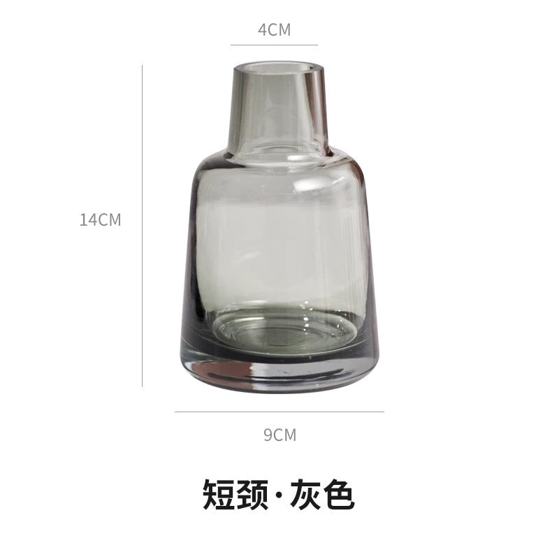 Smoky Set Of 3 14cm Glass Vases