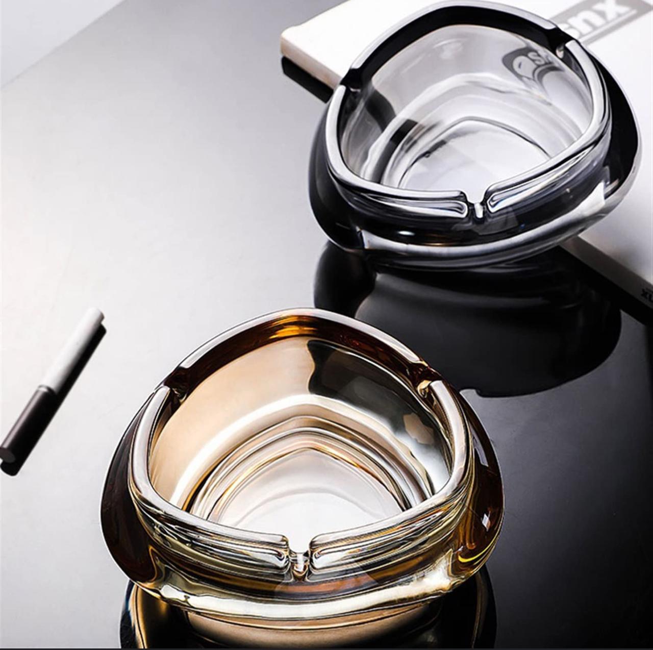 Modern Glass Ashtrays - Pack Of 2 Same Color