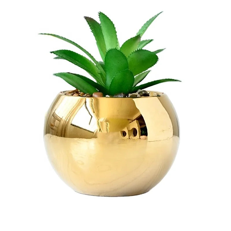 Small Artificial Succulent in Luxurious Gold Pot PACK OF 3