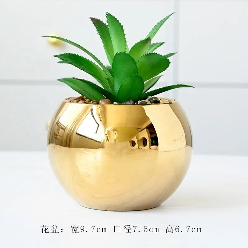 Small Artificial Succulent in Luxurious Gold Pot PACK OF 3