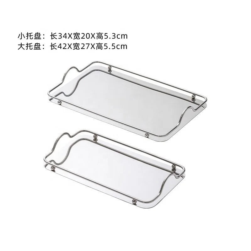 Set of 2 Stainless Steel Decorative & Functional Elegance Trays