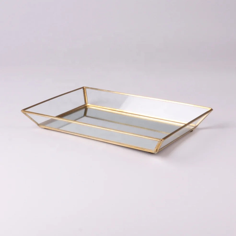 Set Of 3 Sizes Mirror Gold Metal Tray