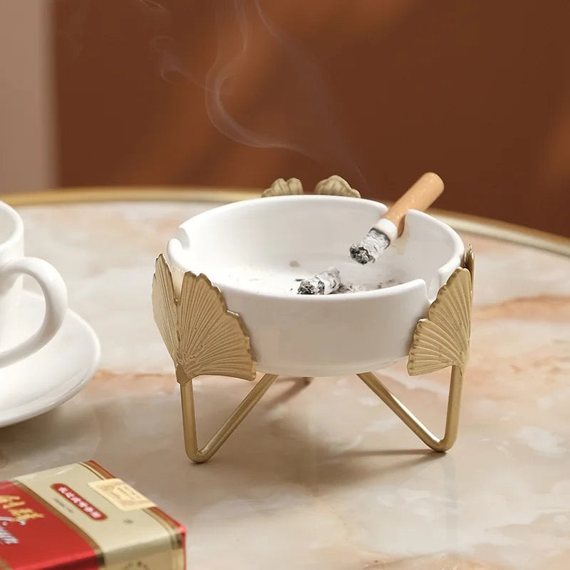 Lotus Flower Gold Metal Ashtray - Pack Of 3