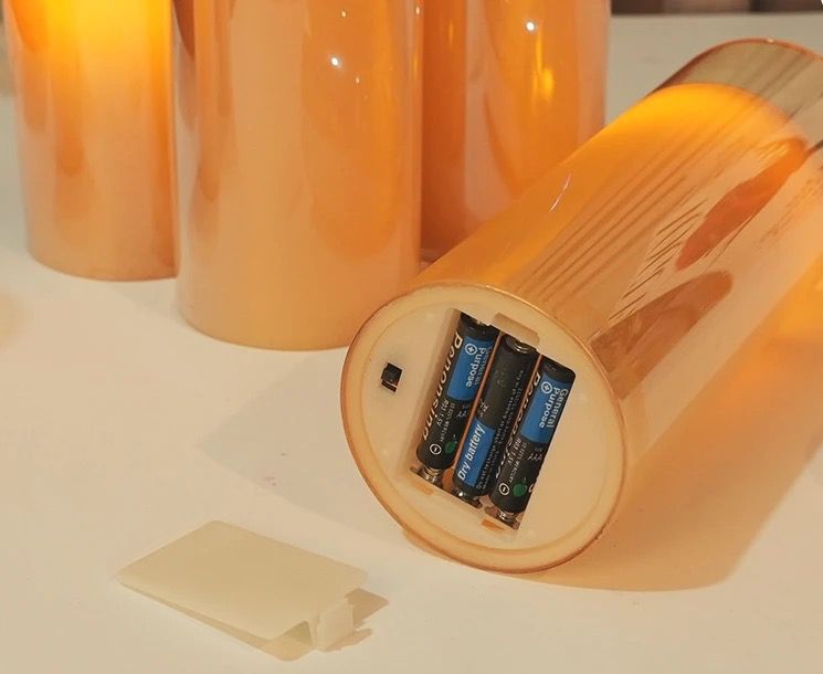 Set Of 3 Waxed Candles With Batteries