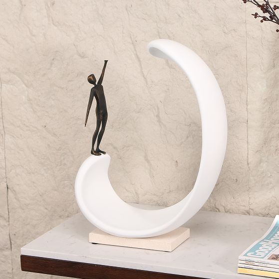 Luxury White Alloy Resin Marble Abstract Sculpture